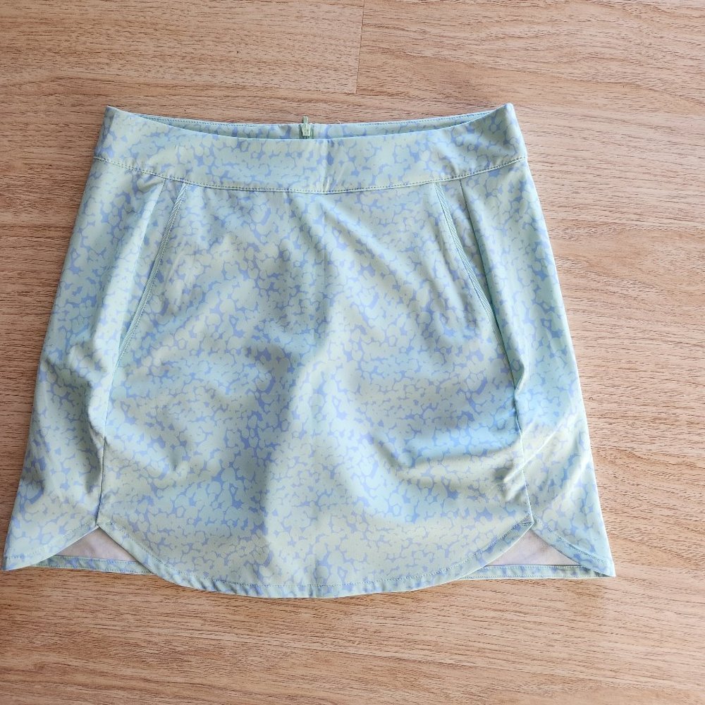 NWoT Vineyard Vines Calm Water Print Tennis Sport Skort Zip Pocket Green